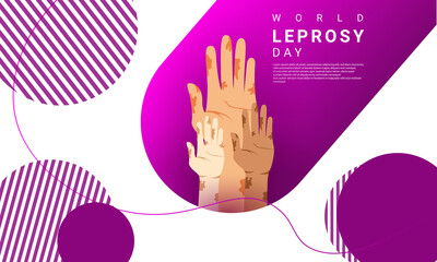 World Leprosy day background is purple in color with a modern design style