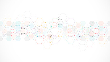 Abstract background with geometric shapes and hexagon pattern
