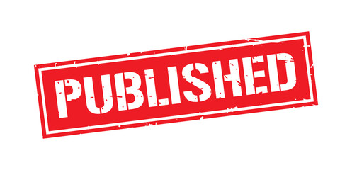 Grunge red published word square stamp sign isolated on white background