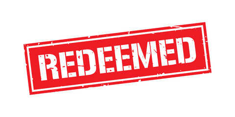 Grunge red redeemed word square stamp sign isolated on white background