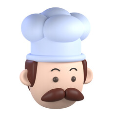 chef icon with cute and simple concept illustration 3D rendering