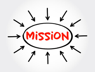 Mission text with arrows, business concept for presentations and reports