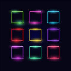 collection of beautiful neon frames for decoration and design