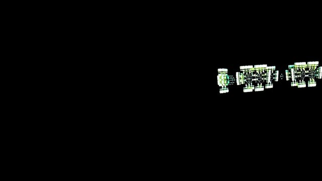 Investigation of small artifacts in dark infinity floating lost through space, 3D graphic animation.