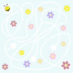 Maze puzzle. Help cute bee find flower. Activity for kids educational children game for kids sheet stock vector illustration