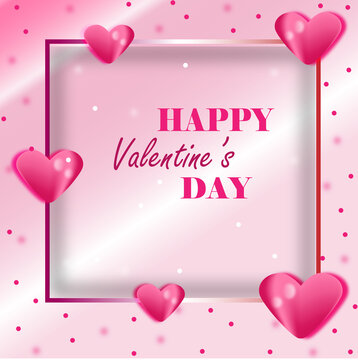 congradulation on happy valentine's day on a pink background with hearts