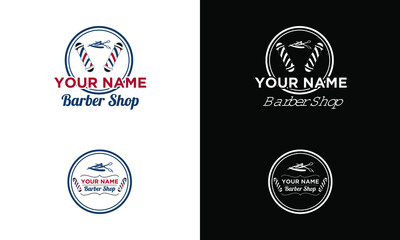 barbershop minimalis design logo template vector