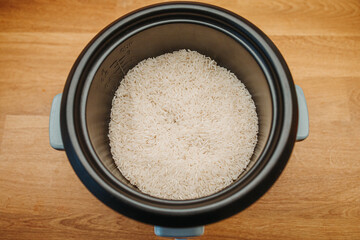 White rice  in electric rice cooker.