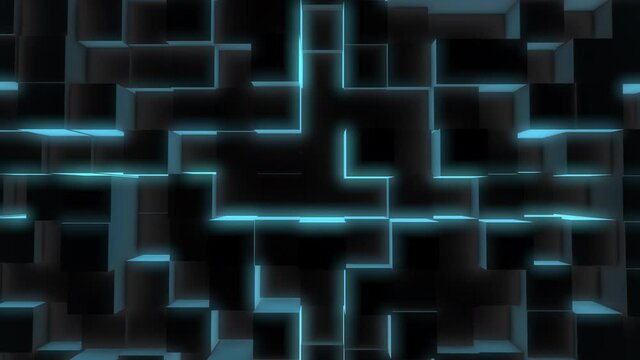 Background futuristic animation moving blocks. Seamless loop 3D animation.