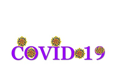 Purple letters and virus for COVID-19 related information and designs