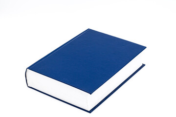 One blue color book with hardcover isolated on white