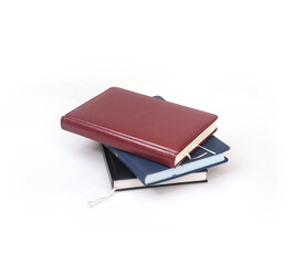 Concept diary with leather cover  isolated on white background