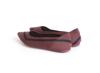 Comfortable beautiful low-heeled textile shoes isolated on white background