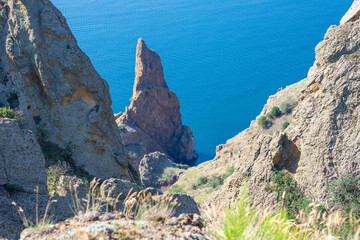 View from the volcano Kara Dag to the Black Sea in Crimea