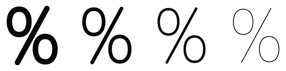 Percentage icon. Set of linear percentage icons. Sale percentage symbol. Conceptual business icons. Vector illustration