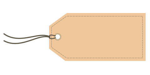 tag Horizontal Angled Hangtag Seam Beige With String And Shadow
 price tag  Paper Label Isolated On White Background. Ready for your message.
 