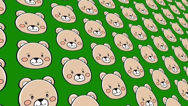 cute bears Pattern background animation close up. 4K Video motion Animation