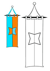 Fototapeta premium Coloring flag knights medieval time carpet, middle age coloring book kids easy and simple