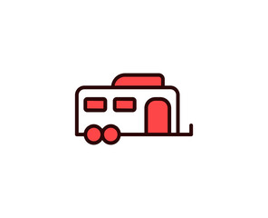 Caravan line icon. Vector symbol in trendy flat style on white background. Travel sing for design.