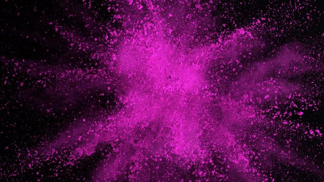 Super slow motion of colored powder explosion isolated on black background. Filmed on high speed cinema camera, 1000fps.