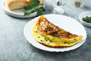 Traditional homemade omelette with herbs
