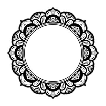recommend clip art: Frame in eastern tradition. Stylized with henna tattoos decorative pattern for decorating covers for book, notebook, casket, magazine, postcard and folder. Flower mandala in mehndi style.