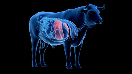 3d rendered illustration of the bovine anatomy - the liver