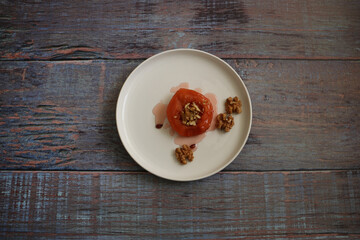 Quince dessert, oven baked quince  in thick syrup. Traditional Turkish cuisine. Local name is 