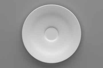 Mockup white plate view top 3d rendering