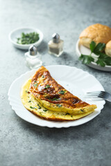 Traditional homemade omelette with herbs