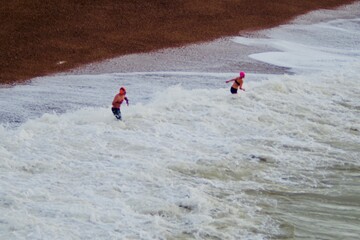 new years day swimmers on the beach