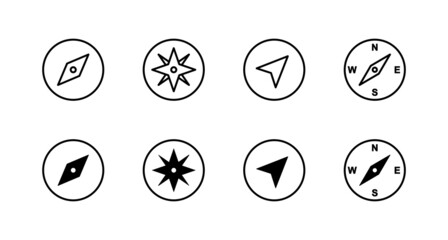 Compass icons set. arrow compass icon sign and symbol