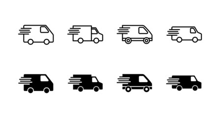 Delivery truck icons set. Delivery truck sign and symbol. Shipping fast delivery icon