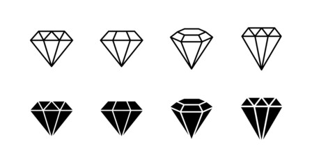 Diamond icons set. diamond gems sign and symbol