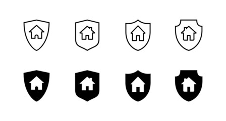 house insurance icons set. house protection sign and symbol