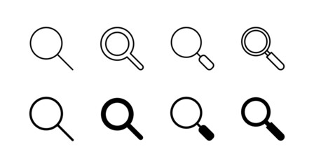 Search icons set. search magnifying glass sign and symbol