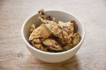 deep fried salty splendid squid arranging on cup