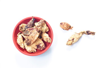 deep fried salty splendid squid arranging on cup