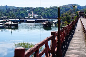 wooden bridge over the river