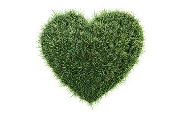 3d Rendering of grass heart isolated on white background