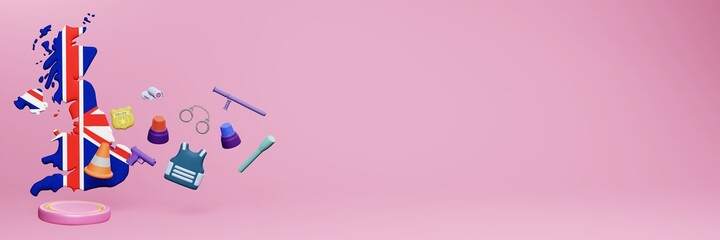 3d rendering of police data in England for website cover and social media templates