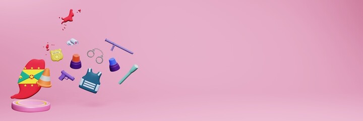 3d rendering of police data in Grenada for website cover and social media templates