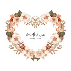 Watercolor Rustic Love Shape Floral Wreath