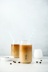 Refreshing vegan coffee drink served for two
