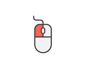 Fototapeta premium Line Computer mouse icon isolated on white background. Outline symbol for website design, mobile application, ui. Electronics pictogram. Vector illustration, editorial stroсk. 