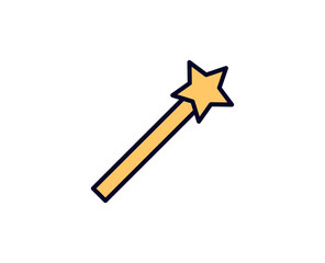 Magic wand flat icon. Single high quality outline symbol for web design or mobile app.  Holidays thin line signs for design logo, visit card, etc. Outline pictogram EPS10