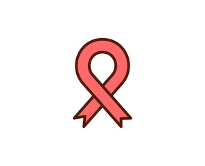 Cancer ribbon flat icon. Thin line signs for design logo, visit card, etc. Single high-quality outline symbol for web design or mobile app. Medical outline pictogram.