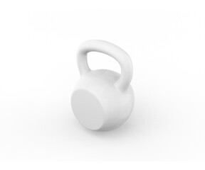 Naklejka na ściany i meble White kettlebell on a white background. Minimalistic design object. 3d rendering.