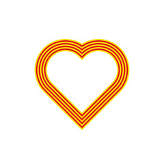 heart shape flag of catalonia. vector illustration isolated on white background