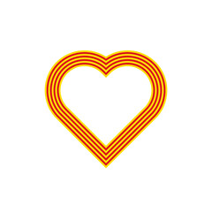 heart shape flag of catalonia. vector illustration isolated on white background
